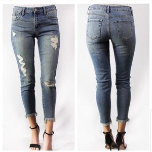 Just Black Denim - JBD - DISTRESSED RAW HEM MID-RISE SKINNY JEAN